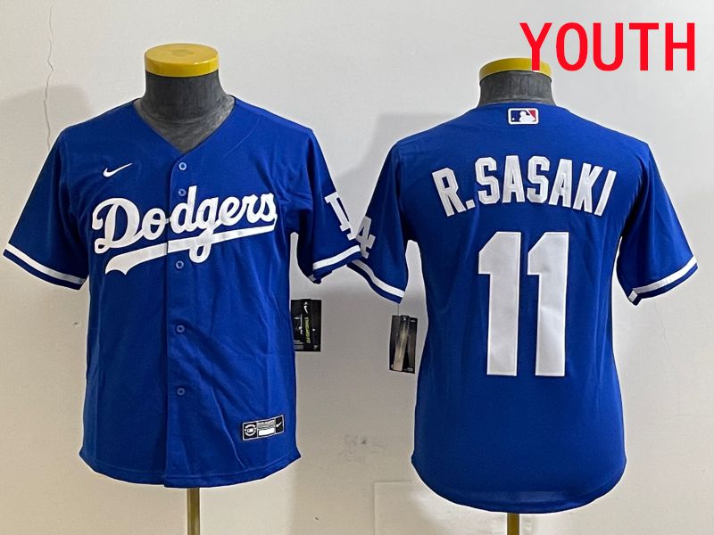 Youth Los Angeles Dodgers #11 R.Sasaki Blue Game 2025 Nike MLB Jersey style 1->youth mlb jersey->Youth Jersey